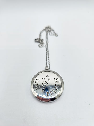 Aromatherapy - JUST BREATHE, Diffuser Pendant Necklace